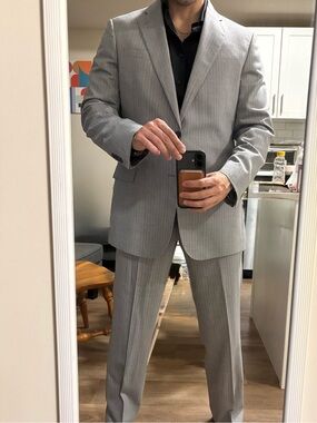 Brook Brothers Classic Grey Pinstripe Two-Piece Suit – Tailored Fit